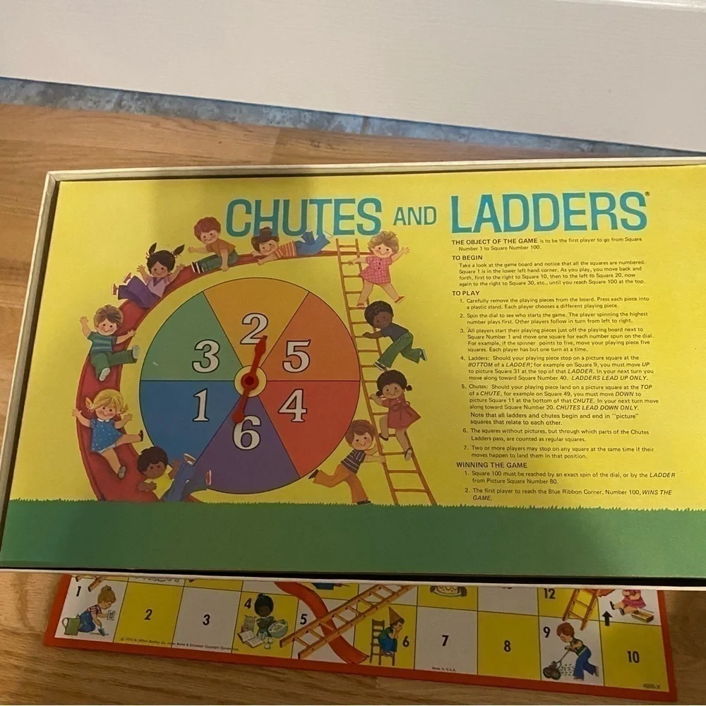 Vintage Chutes and Ladders Board Game 1974 EXCELLENT Milton Bradley